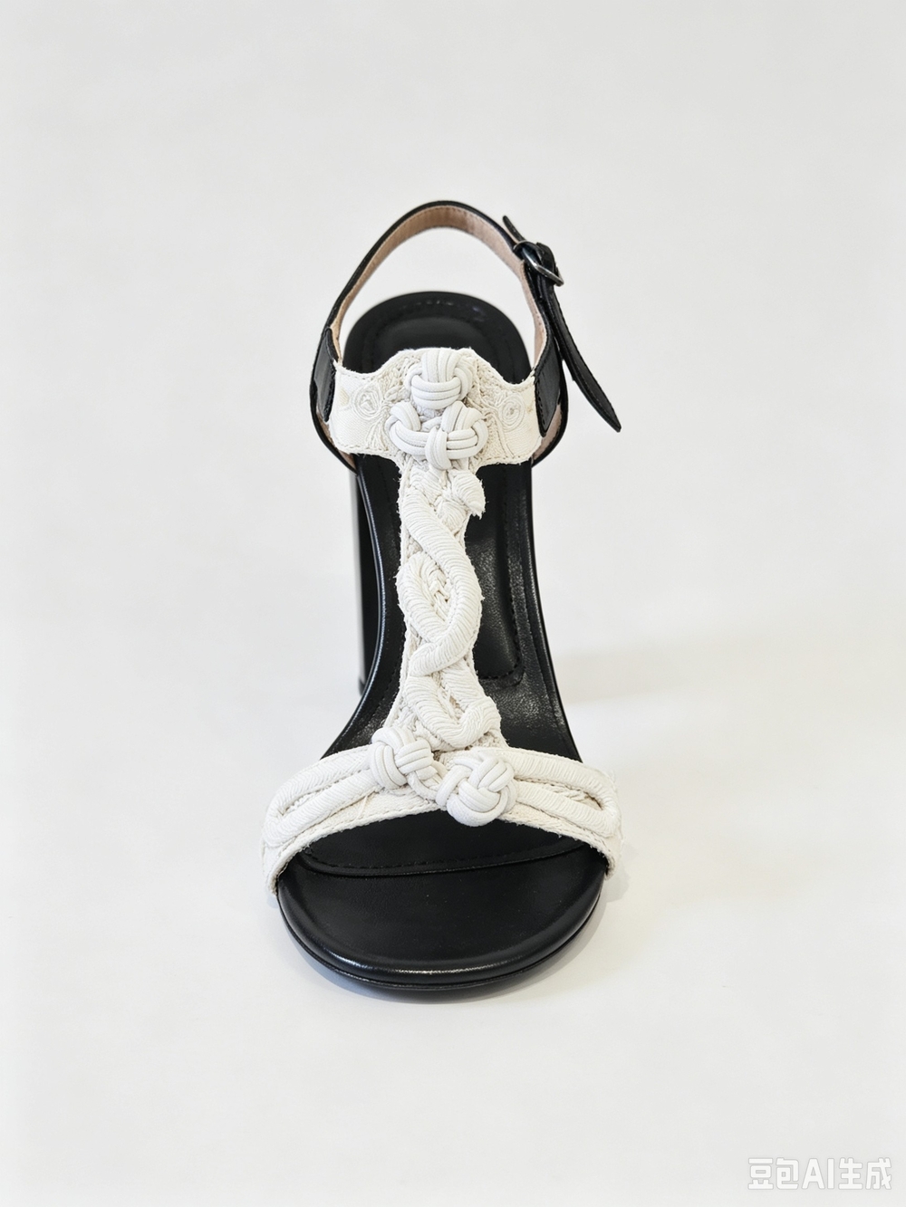 Dries Van Noten White Braided T-Strap High Heel Sandals - Picture 6 of 8